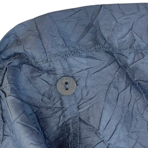 Eileen Fisher Woman Crinkled Silk Top Blue Mandarin Collar 3/4 Sleeve 1X - Picture 5 of 15